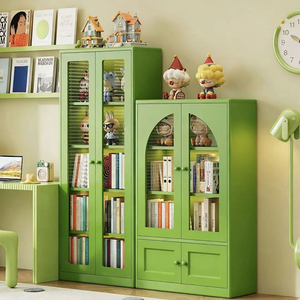 Bibliothèque à portes vitrées, armoire de rangement grande capacité avec étagères multi-niveaux, organisateur de présentation peu encombrant pour la maison et la chambre - Product Image 1