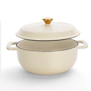 Pentola in Ghisa Smaltata 5QT - Bianco Ceramico, Include Due Guanti in Silicone - Product Image 5