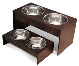 Hot Selling Aluminium Dog Bowl <b>Pet</b> Feeder Bowl in Round Shape with Wooden Rack - Product Image 1
