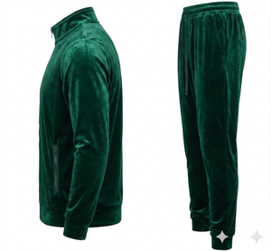 Custom <b>Velour</b> <b>Tracksuit</b> Solid Midweight Breathable Eco-friendly High Quality Casual Wear Regular Fit Oem Service Wholesale - Product Image 6