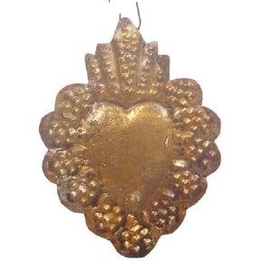 Ornement suspendu en forme de coeur or et argent Décoration de fête de festival en métal et fer fabriquée à la main pour Noël - Product Image 1