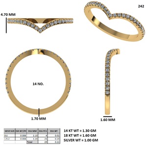 แหวนรูปตัววีสีโรสโกลด์ประดับเพชรเลี้ยงในห้องปฏิบัติการ ดีไซน์เชฟรอน สำหรับผู้หญิง เหมาะสำหรับงานแต่งงาน วันครบรอบ และสวมใส่ในชีวิตประจำวัน - Product Image 4