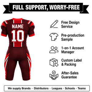 Ensemble d'uniformes de football américain personnalisés pour hommes, sublimés, col en V, manches courtes, polyester respirant, ajustés, toutes saisons - Product Image 2