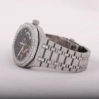 Jam Tangan Pria Mewah dengan Casing Persegi dari Paduan Logam, Tali Moissanite & Baja Tahan Karat, Gerakan Kuarsa Analog-Digital ETA, Gesper Pengunci, Dial 41mm.