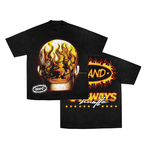 T-shirt surdimensionné délavé à l'acide OEM 260 GSM 100 % coton de haute qualité, style vintage, avec strass, streetwear, vente en gros pour hommes - Product Image 4