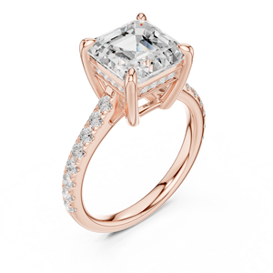 Anillo de Compromiso de Diamantes de Corte Asscher y Corte Brillante Redondo de 4 Quilates, Cultivados en Laboratorio, de Oro Sólido de 14K, Certificados por IGI, para Mujer, Diseñador de Moda - Product Image 5