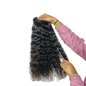 100% cuticule alignée traitement non chimique temple faisceau naturel vierge couleur noire bouclés sud indien Extensions de cheveux humains - Product Image 1