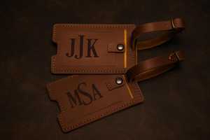 Full Grain Leather Luggage Tags Genuine Cowhide Travel Tags Privacy Cover Suitcase <b>Name</b> <b>Labels</b> Custom LMP-0176 - Product Image 6