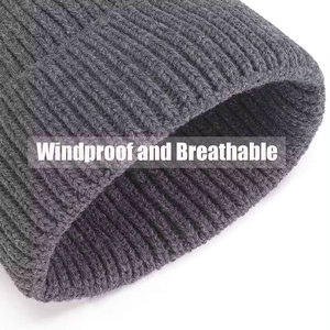 Unisex Solid Color Ribbed Knit Beanie <b>Hat</b> 100% Acrylic <b>Winter</b> Warm Casual Style for Adults 56-58CM Head Circumference - Product Image 6