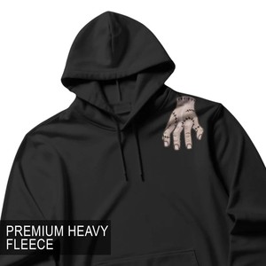 Sweat-shirt à capuche unisexe noir avec logo imprimé à la main sur le devant, coupe classique, vêtement décontracté d'hiver, 100% coton molletonné anti-boulochage, tricoté - Product Image 3