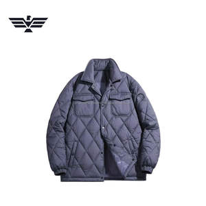Chaqueta de Invierno Personalizada para Hombre, Impermeable, Acolchada con Diseño de Diamantes, con Botones, Aislante, Cuello Alto, Color Sólido - Product Image 2