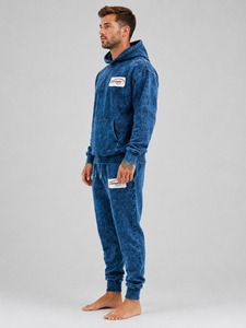 Ensemble de survêtement délavé à l'acide pour homme, style vintage, avec sweat à capuche et pantalon de jogging, en coton de qualité supérieure, pour un look décontracté - Product Image 4
