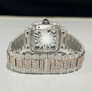 Splendide montre de luxe pour femme avec diamants, boîtier carré en acier inoxydable, mouvement à quartz analogique, fermoir déployant, 39 mm - Product Image 5