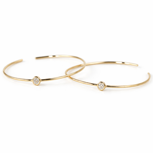 Pendientes de Oro Sólido de 14K y 18K con Diamantes Cultivados en Laboratorio, Corte Redondo, Claridad DEF VS VVS, Diseño de Aro Abierto, Joyería Hecha a Mano - Product Image 1