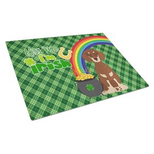 Grande taille St. Patrick's Day Chocolat Crème Teckel Planche à découper décorative en verre trempé Assiettes de service de cuisine - Product Image 1