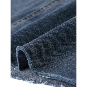 Women Fashion Denim Skirt Distressed Hem Front Pockets Durable Fabric Stylish Cut Everyday Outfit Perfect for Summer Wear - Product Image 6
