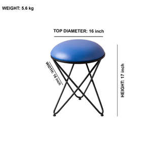 Taburete Redondo Moderno de Cuero PU con Estructura Metálica Negra en Forma de Cruz para Hogar, Hotel, Dormitorio, Tocador, Mueble de Asiento - Product Image 3