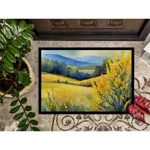 Kentucky Goldenrod Watercolor <b>Doormat</b> Non-Slip Indoor/Outdoor Entryway Rug Low Pile 24H X 36W Washable Front Door Mat - Product Image 3