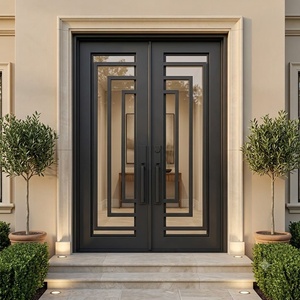 Royal Luxury Hand-forged Iron Entry Doors Rust-Resistant Easy Assembly Arched Design Modern Style <b>Swing</b> Opening - Product Image 2