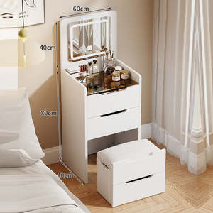 Economy Wholesale Lighted Panel Dressing <b>Table</b> Makeup Vanity Set Removable Mirror <b>Storage</b> Cabinet for <b>Small</b> Bedroom Apartment - Product Image 5