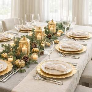 Elegante Plato Base Dorado Decorativo para Cena, para Decoración de Mesa de Banquete de Hotel - Product Image 5