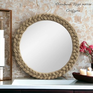Espejo Náutico de Madera de Teca Hecho a Mano por Aqdus Saleem, Decoración Costera para el Hogar, Forma Redonda, Modelo TK-ROPE4, Venta al Por Mayor - Product Image 2