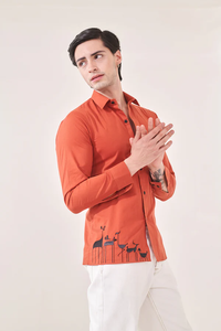 เสื้อเชิ้ตแขนยาวผู้ชาย ลายสัตว์ ปักลายการ์ตูน สไตล์เกาหลี ทรงเข้ารูป ลำลอง ติดกระดุม ผ้าทวิลล์ ใส่ได้ทุกวัน ฤดูร้อน - Product Image 2