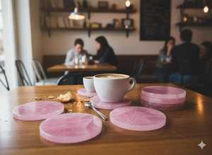 Ensemble de sous-verres en marbre rose, sous-verres ronds en pierre, style bohème, accessoire alimentaire sûr pour les fêtes et les cadeaux - Product Image 3
