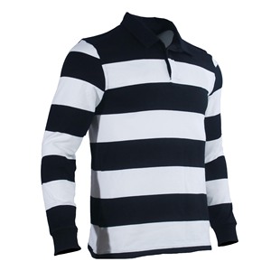 Camiseta de Rugby de Manga Larga para Hombre con Logotipo Personalizado al por Mayor, 100% Algodón con Rayas, Fabricación OEM, Gramaje Pesado - Product Image 2