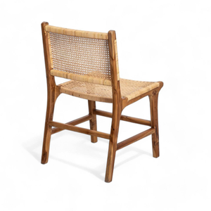 Chaise de salle à manger en teck avec assise en rotin pour la décoration de la maison et du jardin - Product Image 4