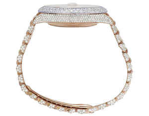 BOJ R.O.L.E.X.050 Rose Gold Tone Full Moissanite Luxury Fashion Quartz Analog Steel 41MM 3BAR Water Resistant Hip Hop <b>Watch</b> Men - Product Image 6