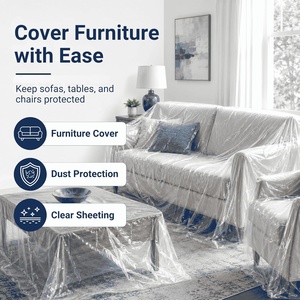 <b>Plastic</b> Drop Cloth 9 Ft X 12 Ft 1 Mil For Painting <b>Floor</b> Furniture Covering - Product Image 1