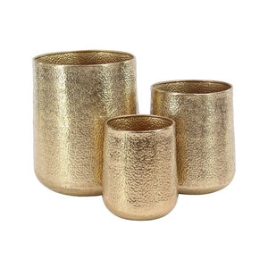 Pot de fleurs en céramique moderne pour décoration intérieure, vase cylindrique électroplaqué or et argent avec finition filigranée - Product Image 4