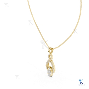 Collier pendentif en or massif 14K 18K avec diamant de laboratoire taille marquise, motif infini, bijou de mariée raffiné pour femme, cadeau de fête - Product Image 4
