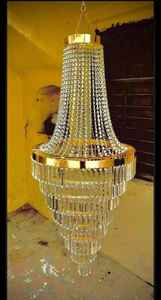 Lámpara Colgante Moderna de Lujo, de Cristal Transparente Cuadrado, Estilo Nórdico, Dorada, para Sala de Estar, Vestíbulo de Hotel, Villa, Decoración de Techo Alto - Product Image 2