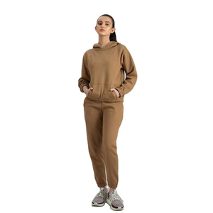 Trendy Women Soft Cotton Fleece 2 Piece Hoodie and Jogger Pants <b>Tracksuit</b> Set with Front Logo Winter Casual Activewear - Product Image 2