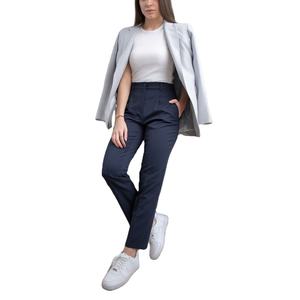 Pantalon décontracté taille mi-haute pour femme, coupe large, avec poches, en tissu Oxford délavé, style tailleur BD, collection été 2025, qualité luxe - Product Image 1