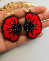 Anting-anting sulam manik-manik gaya bunga buatan tangan Whimsy Art Craft, sulaman silang, kerajinan tangan WAC-09, dekorasi pernikahan, hadiah