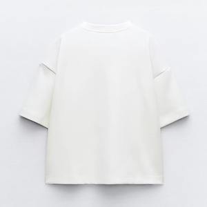 Camiseta de mujer de alta calidad 2026 Fresh Drop, ropa deportiva al por mayor, camiseta informal de manga corta con hombros caídos y corte oversize - Product Image 4