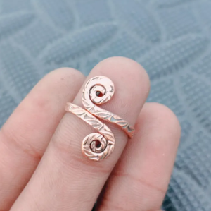 Copper <b>Magnetic</b> <b>Ring</b> Unisex <b>Ring</b> Band Traditional Ayurvedic Healing Jewelry Multi Wire Wrap Swirl Motif Border - Product Image 6