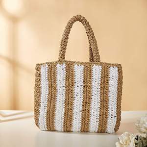 Refine your daily look with this classic Natural yarn bag designed with an artistic <b>top</b> edge and a patterned woven body today - Product Image 3