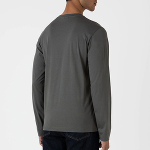 เสื้อยืดคอตตอนแห้งเร็ว แขนยาว ผู้ชาย สีพื้น แบบเรียบง่าย สั่งทำได้ คอกลม เสื้อยืดฤดูร้อน ขายส่ง - Product Image 2