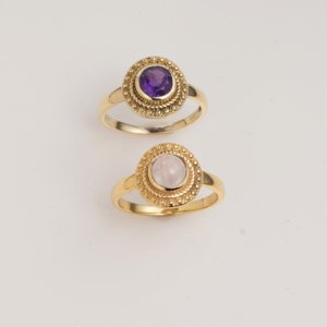 Electroplated Brass <b>Ring</b> Rose <b>Quartz</b> Round Cabochon Fixed Size Elegant Halo Statement <b>Ring</b> Handmade Women Jewelry Bezel Setting - Product Image 5