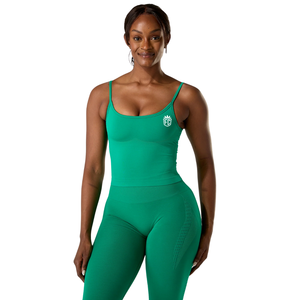 Camiseta sin costuras 2 en 1 con sujetador incorporado para mujer, ropa deportiva moldeadora, camiseta sin costuras elástica para fitness, color verde Grove - Product Image 3