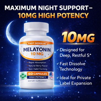 Comprimés de mélatonine 10 mg à dissolution rapide, marque privée, haute puissance, complément alimentaire pour le sommeil