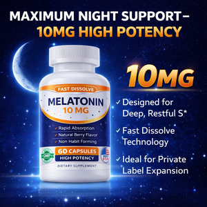 Comprimés de mélatonine 10 mg à dissolution rapide, marque privée, haute puissance, complément alimentaire pour le sommeil - Product Image 3