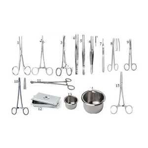15 PCS Toilet & <b>Suture</b> Set Complete Medical Surgical Instruments Stainless Steel <b>Kit</b> with Forceps Scissors T&C Set - Product Image 1