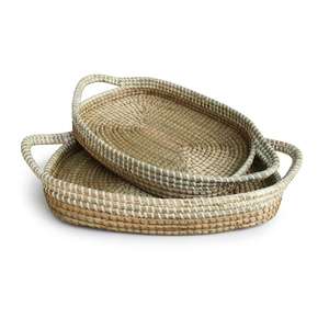 Eco Seagrass Tray Functional <b>Storage</b> For <b>Remote</b> <b>Controls</b> And Tablet Devices In Modern Living Spaces - Product Image 2