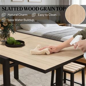 Tavolo da Pranzo Naturale per Esterni, Arredamento per Terrazza e Patio - Product Image 3