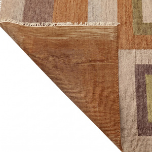 Tapis géométrique rectangulaire moderne en laine écologique, beige olive taupe, antidérapant, tufté à la main, à poils épais - Product Image 5